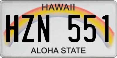 HI license plate HZN551