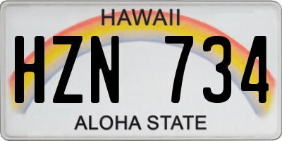 HI license plate HZN734