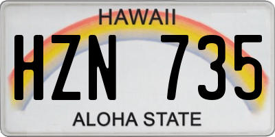 HI license plate HZN735