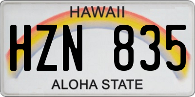 HI license plate HZN835