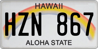 HI license plate HZN867
