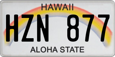 HI license plate HZN877