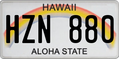 HI license plate HZN880