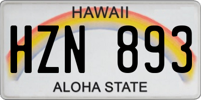 HI license plate HZN893
