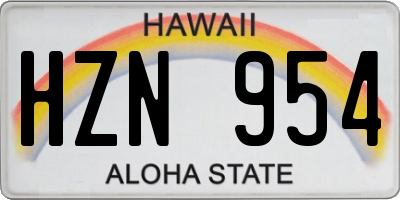 HI license plate HZN954