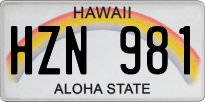 HI license plate HZN981