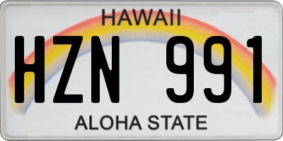 HI license plate HZN991