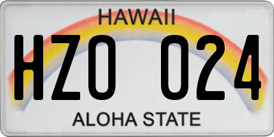HI license plate HZO024