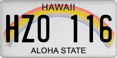HI license plate HZO116