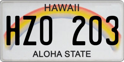 HI license plate HZO203