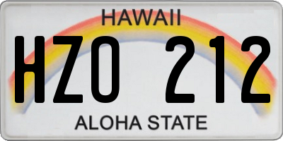HI license plate HZO212