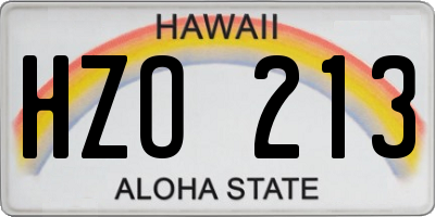 HI license plate HZO213