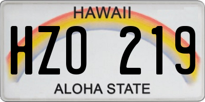 HI license plate HZO219