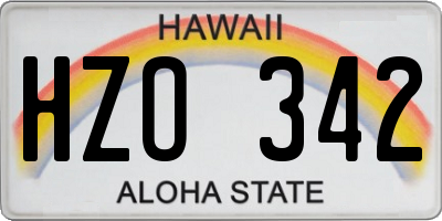 HI license plate HZO342