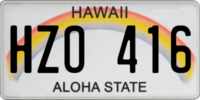 HI license plate HZO416
