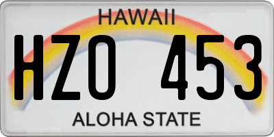 HI license plate HZO453