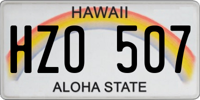 HI license plate HZO507