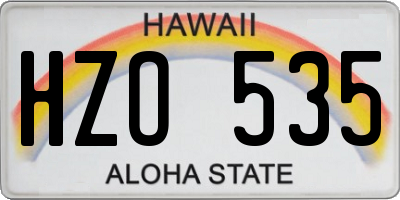 HI license plate HZO535