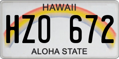 HI license plate HZO672