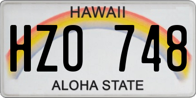 HI license plate HZO748