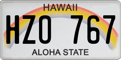HI license plate HZO767
