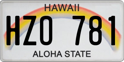 HI license plate HZO781