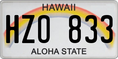 HI license plate HZO833