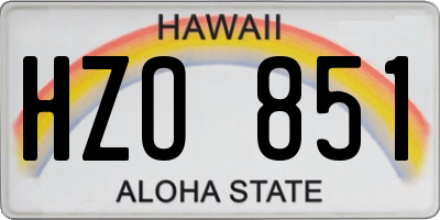 HI license plate HZO851