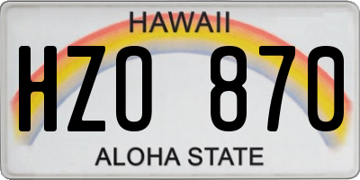 HI license plate HZO870