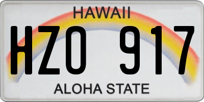 HI license plate HZO917