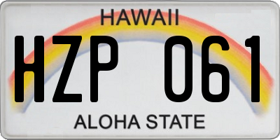 HI license plate HZP061
