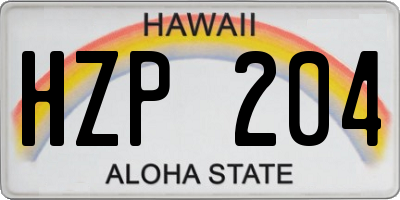 HI license plate HZP204