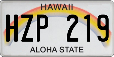 HI license plate HZP219