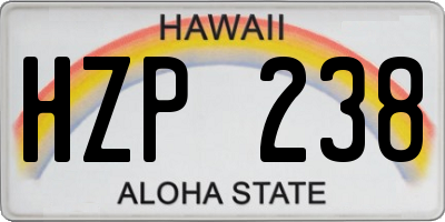 HI license plate HZP238