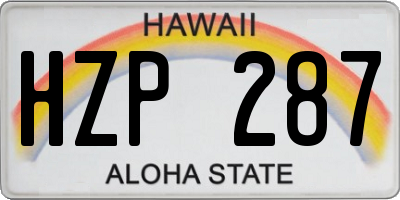 HI license plate HZP287