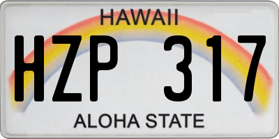 HI license plate HZP317