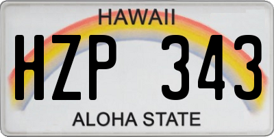 HI license plate HZP343