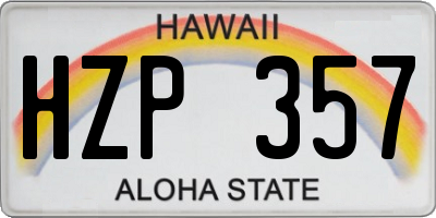 HI license plate HZP357