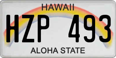 HI license plate HZP493