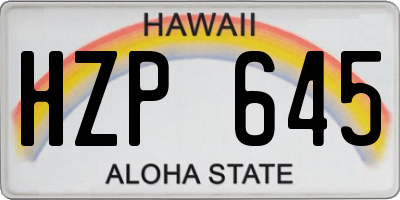 HI license plate HZP645