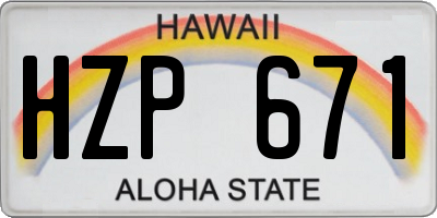 HI license plate HZP671