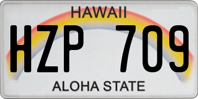 HI license plate HZP709