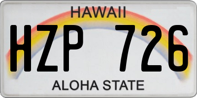 HI license plate HZP726