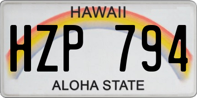 HI license plate HZP794