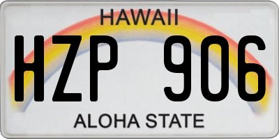 HI license plate HZP906