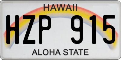 HI license plate HZP915