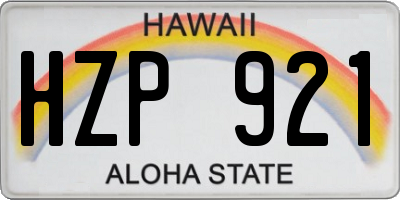 HI license plate HZP921