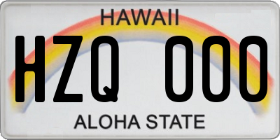 HI license plate HZQ000