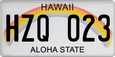 HI license plate HZQ023