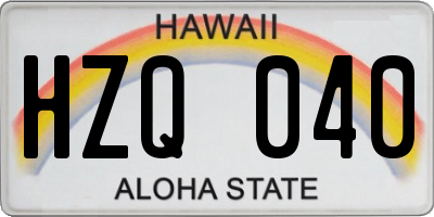 HI license plate HZQ040